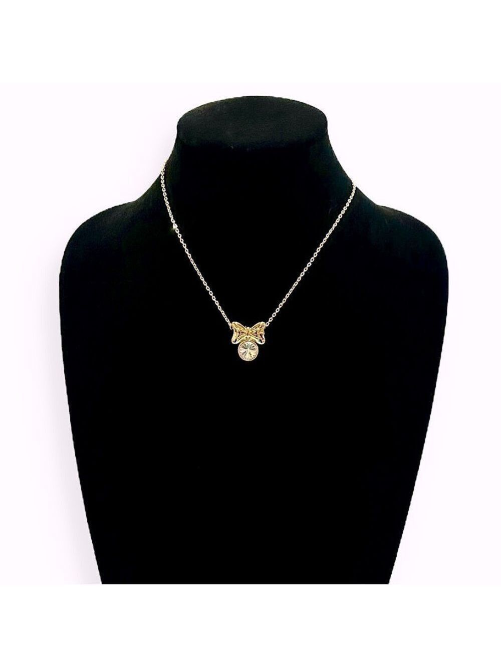 SWAROVSKI 🎀 Must-Have 🎀 Gold-Tone Bow Necklace w Crystal Pendant | NWOT - Picture 10 of 10